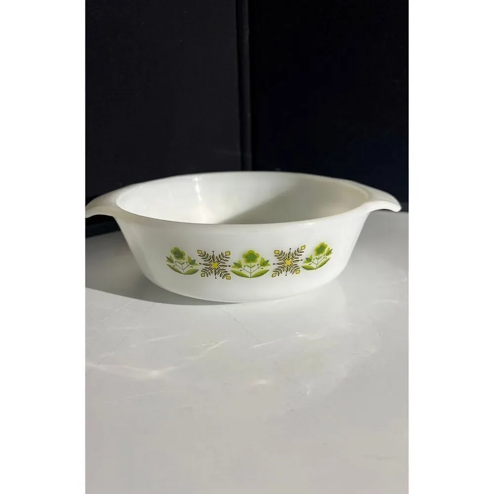 Vintage Anchor Hocking Fire King 1 Qt Green Meadow Pattern